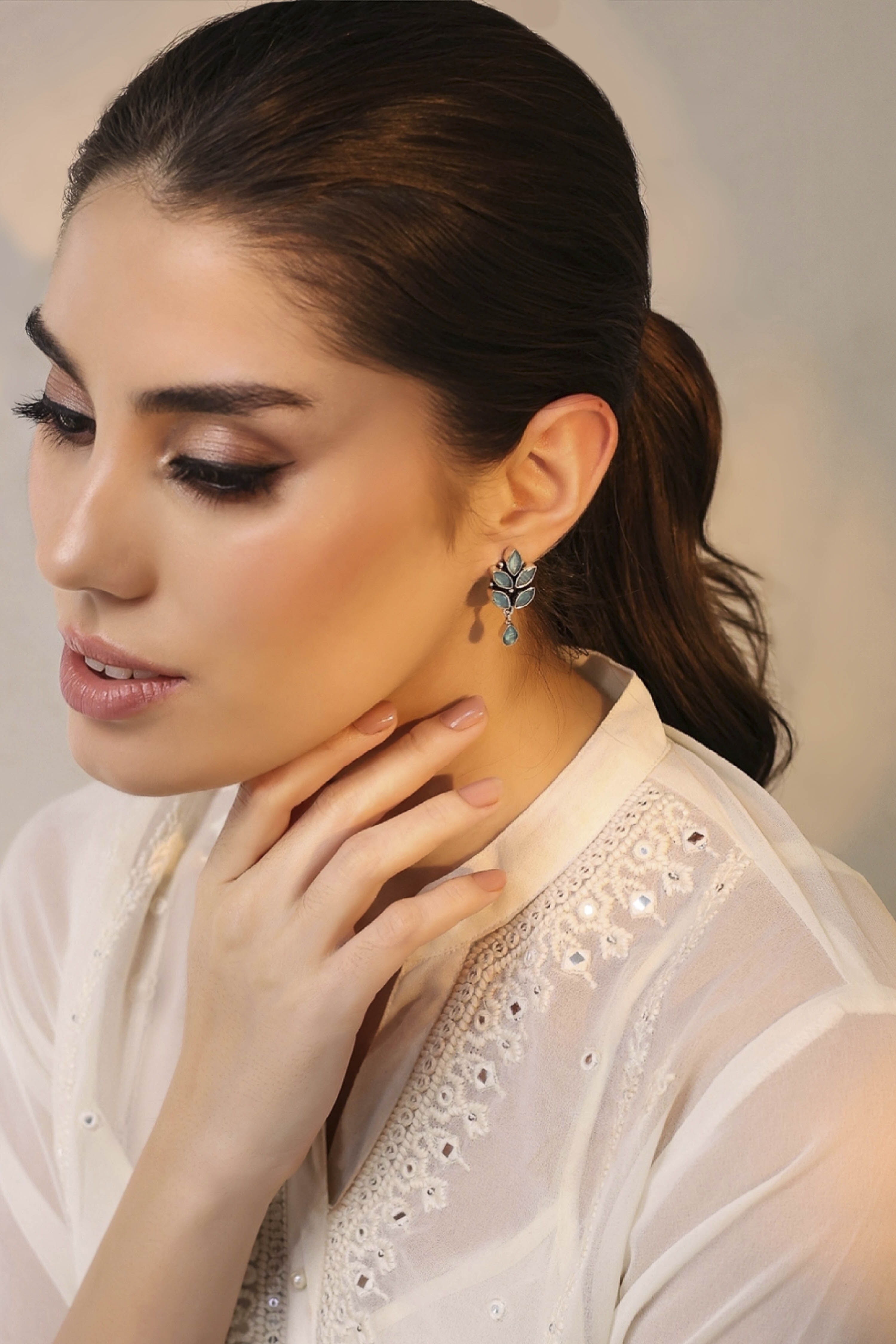 Light Blue Brass Nepali Drop & Danglers image number 2