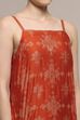 Orange Viscose Blend Straight Printed Suit Set image number 1