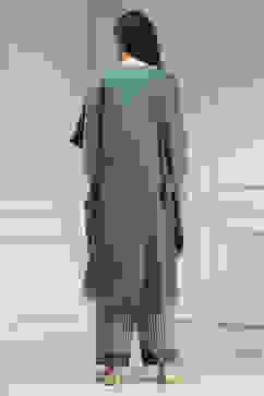 Sage Green Modal Solid Kaftan Fusion Kurta Set image number 4