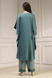 Black Modal Solid Kaftan Fusion Kurta Set image number 4