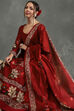 Rohit Bal Maroon Silk Chanderi Floral Anarkali Suit Set image number 5