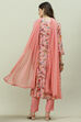 Pink Rayon A-Line Kurta Slim Pant Suit Set image number 5
