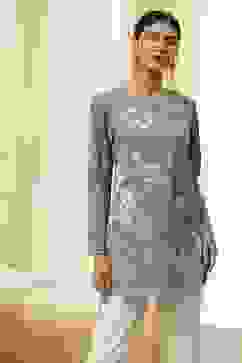 Blue Floral Printed Short Straight Kurta image number 5