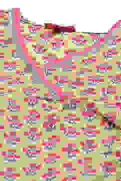 Lime Green & Pink Cotton Front Open Printed Kurta Palazzo Suit Set image number 1