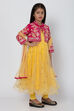 Pink And Yellow Poly Cotton Anarkali Kurta Churidar Suit Set image number 3