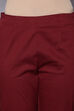 Maroon Cotton Lycra Pants image number 1