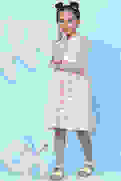 Off White Cotton A-Line Printed Dress image number 2