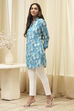 Blue Rayon Straight Printed Kurta image number 2