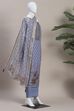 Cream-Toned Muslin Rajasthani Print Unstitched Suit Set image number 4