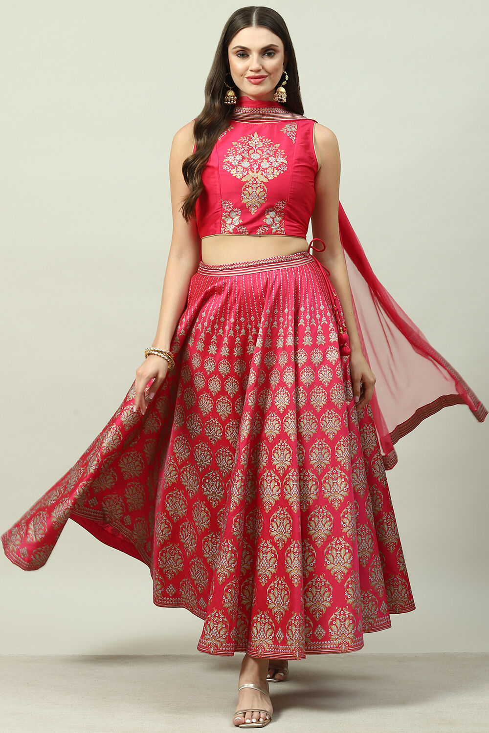 Mehndi Art Silk Lehenga Set image number 0