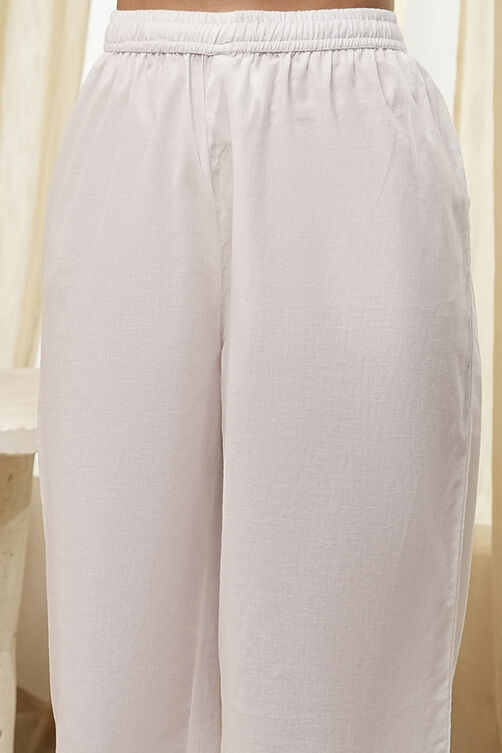 White and Red Cotton Asymmetric Suit Set image number 2