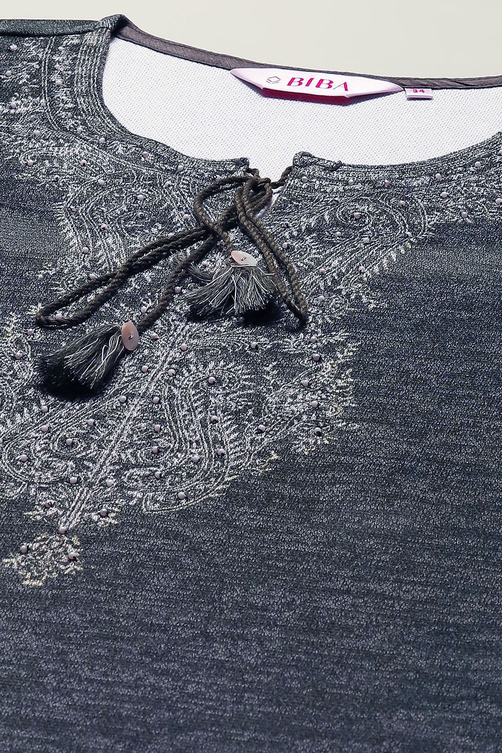 Green Cotton Blend Printed Straight Kurti image number 1