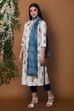 Ivory Cotton Straight Suit Set By Anju Modi image number 1