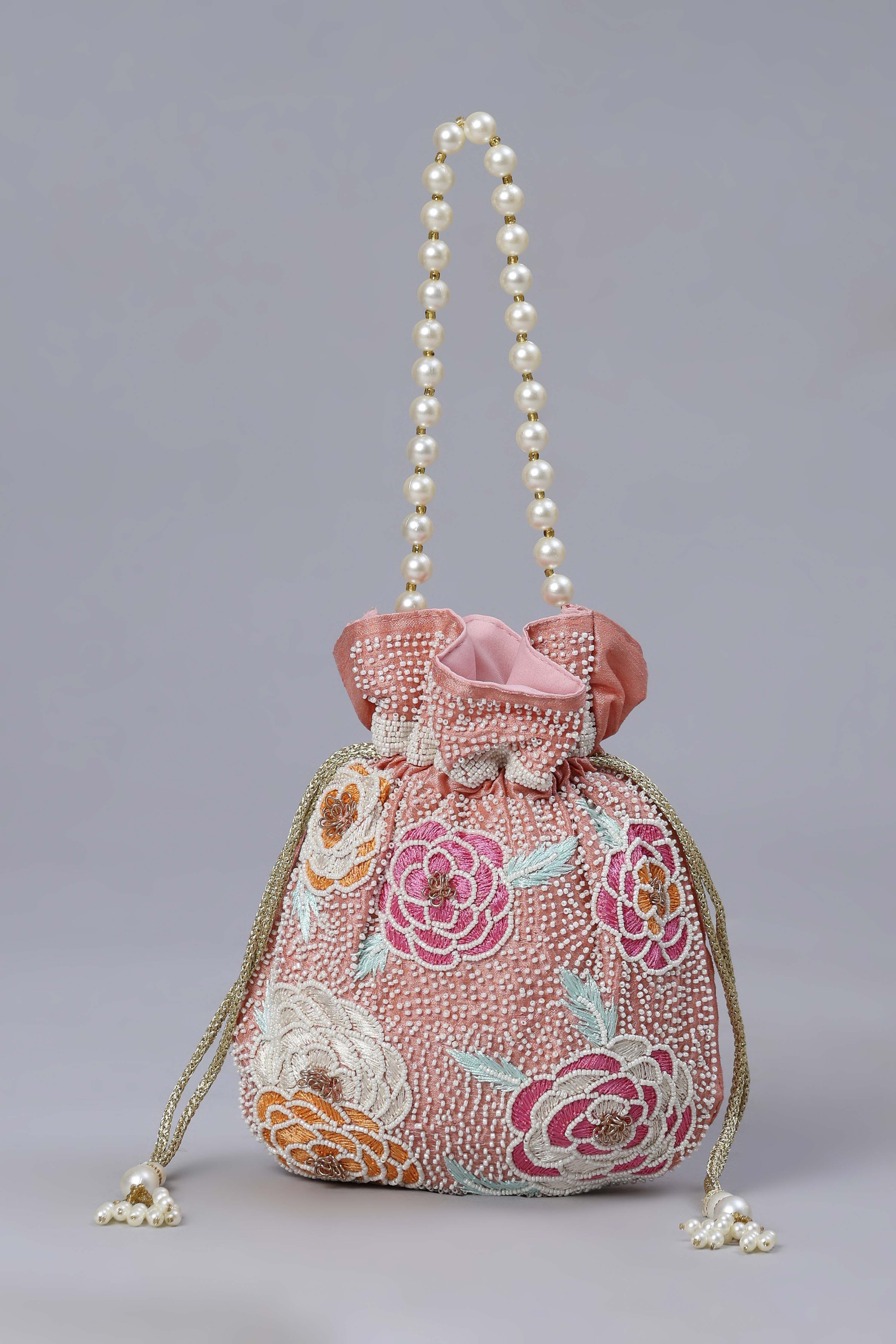 Pink Fabric Potli Bag image number 1