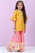 Pink & Yellow Art Silk Straight Kurta Set image number 5