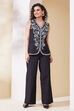 Black Viscose Linen Straight Fusion Set image number 5