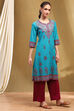 Red Cotton Printed Straight Kurta image number 4