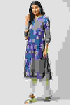 Blue Cotton Straight Kurta image number 0
