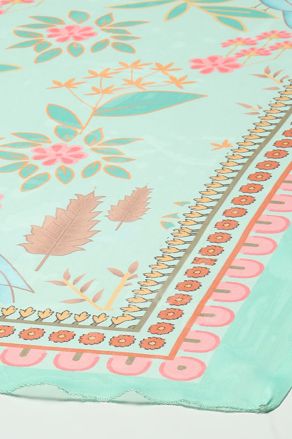 Cream Cotton Blend Digital Print Unstitched Suit Set image number 4