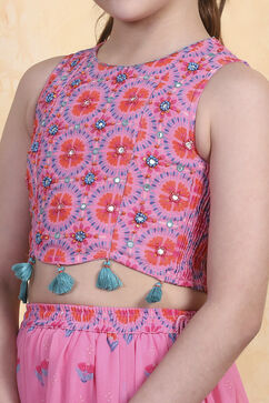 Pink Polyester Lehenga Set image number 1