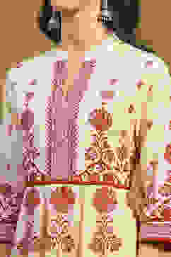 Ecru and Rust Cotton Printed Anarkali Kurta Set image number 1