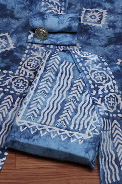 Blue Cotton  Unstitched Suit Set image number 0
