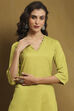 Green Cotton Blend Solid Straight Kurta image number 1