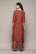 Teracota Poly Chiffon Straight Printed Kurta Palazzo Suit Set image number 4