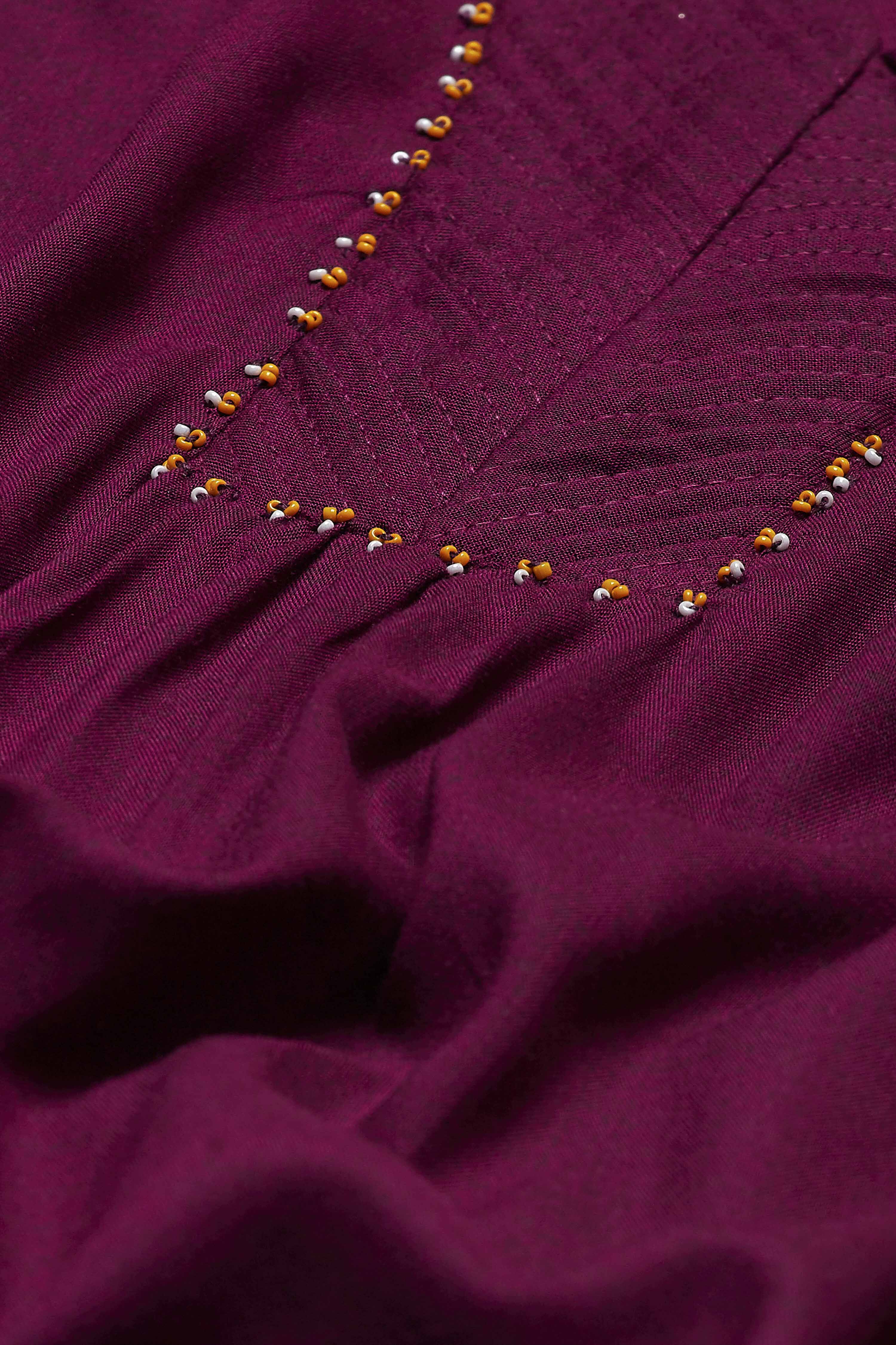 Purple Viscose Rayon Straight Suit Set image number 3