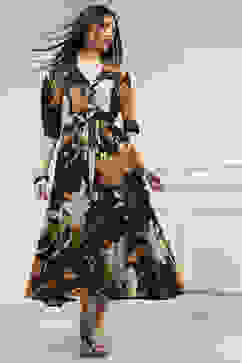 Black Viscose Rayon Straight Printed Dress image number 0