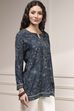 Indigo Polyester Straight Printed Short Kurta image number 4