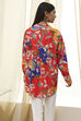 Orange Cotton Floral High-Low Shirt image number 3