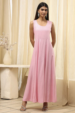 Light Pink Printed Layered Cape Dress image number 3