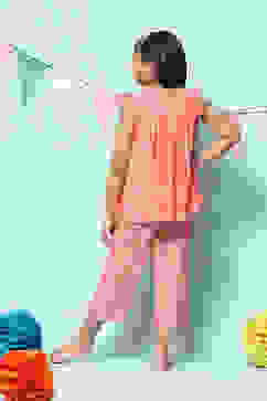 Coral Rayon Printed Sleepwear image number 4