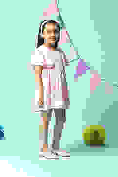 Pink Viscose Flared Dress image number 3