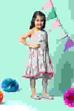 Off White Cotton Flared Dress image number 3