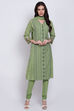 Green Cotton Straight Kurta Churidar Suit Set image number 0