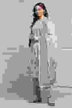 Ivory Printed Straight Winter Suit Set image number 3