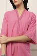 Pink Cotton Solid Floral Cutwork Straight Suit Set image number 1