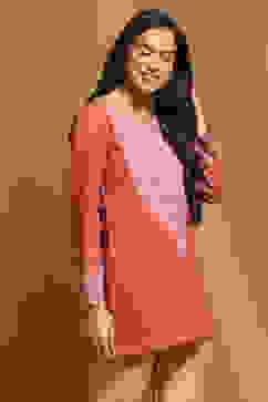 Maroon Polyester Blend Straight Short Kurti image number 4