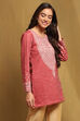 Teal Polyester Blend Straight Short Kurti image number 4