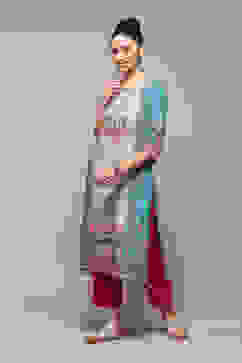 Teal LIVA Straight Printed Kurta image number 3