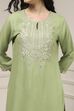 Sage Green Solid Straight Suit Set image number 1