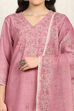 Sky Blue Linen Blend Unstitched Suit Set image number 2