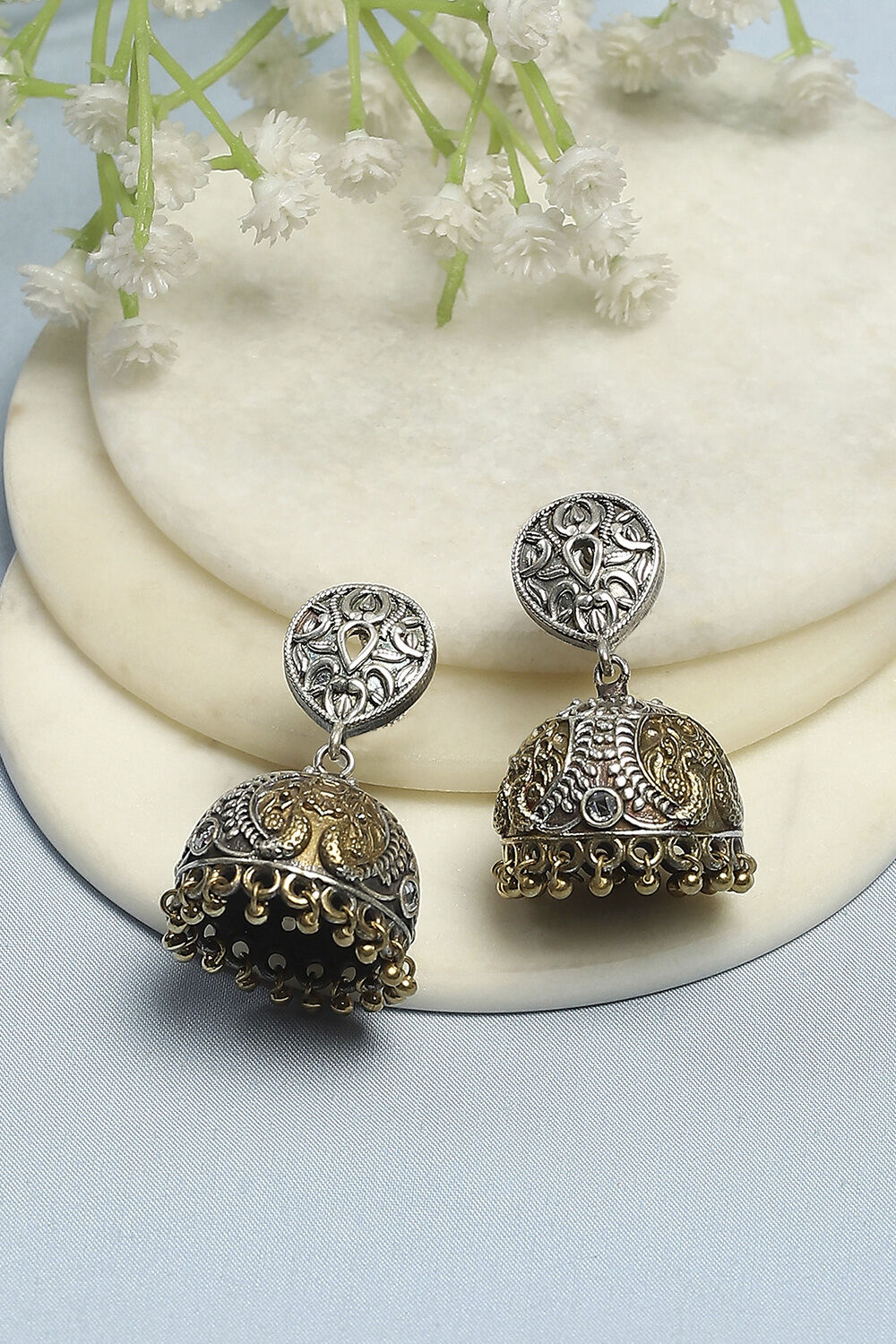 Oxidised Gold Brass Jhumka image number 0