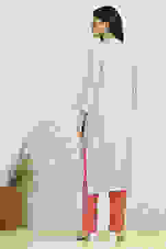 Grey Cotton Printed Embroidered Unstitched Suit Set image number 5