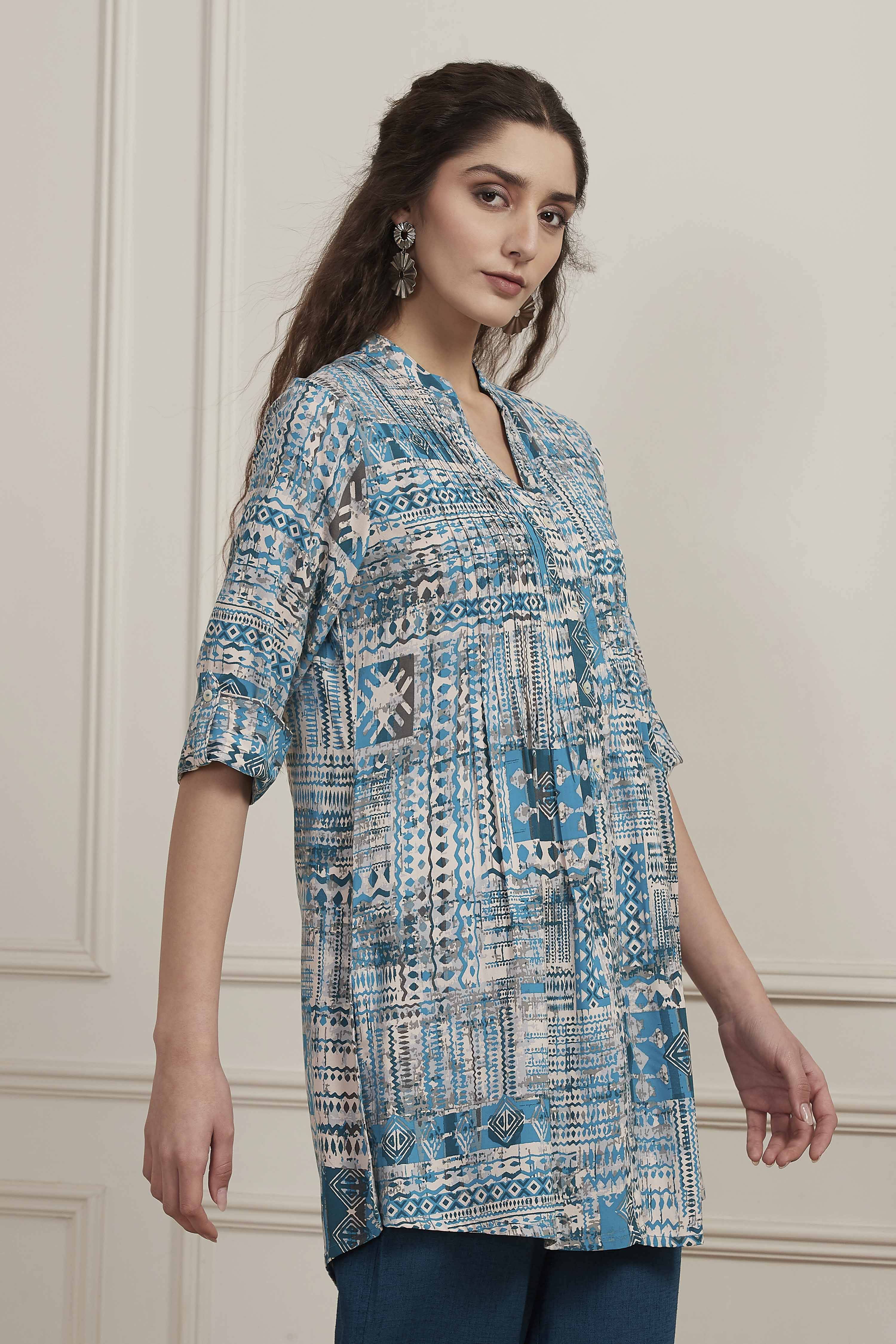 Teal Viscose Rayon Straight Kurta image number 4