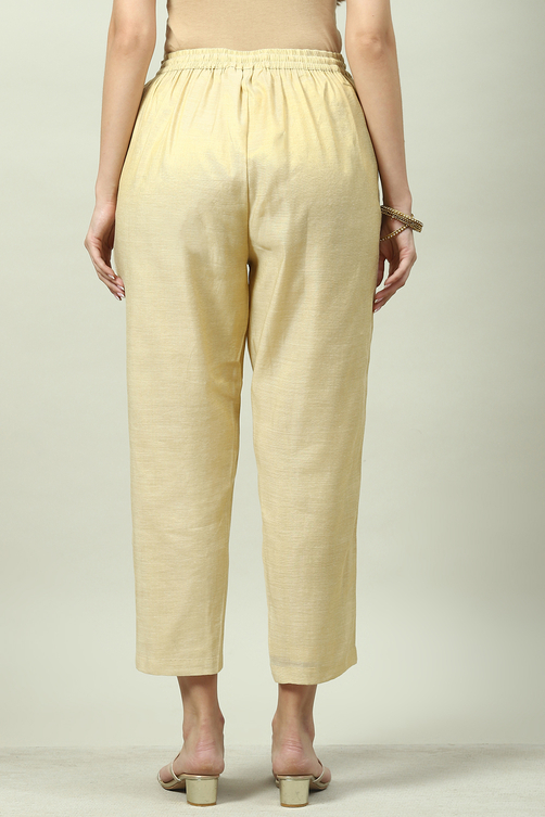 Beige Cotton Pants image number 4