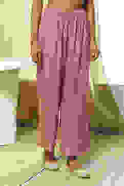 Dull Pink Solid Straight Palazzo image number 4