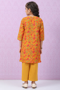 Ochre Art Silk Straight Printed Kurta Set image number 3